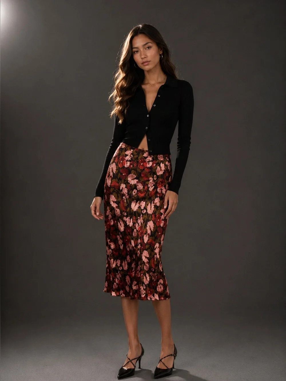 Anthropologie Floral Midi Skirt | Fall Botanical Print